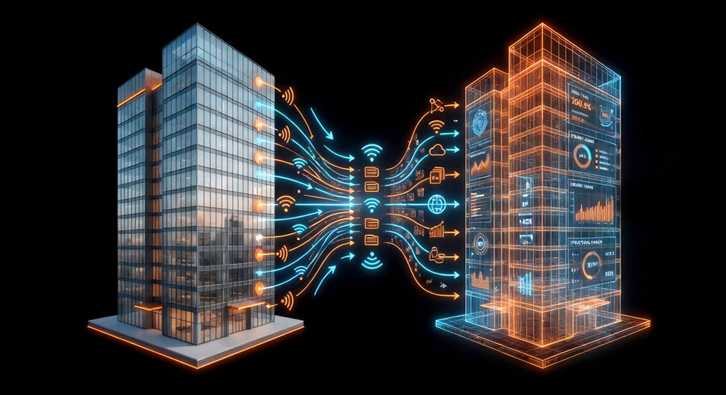Digital twin connecting sensors, simulation, and business systems